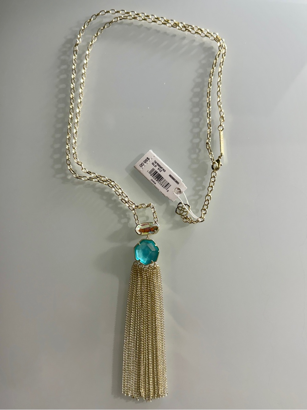 Kendra Scott Tassel Pendant Necklace with Teal Gem